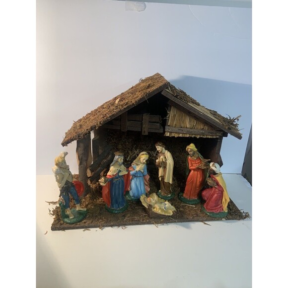 RARE Italy Vintage Nativity SET Hand Painted  Italian Lot of 7 + STABLE - Picture 8 of 16